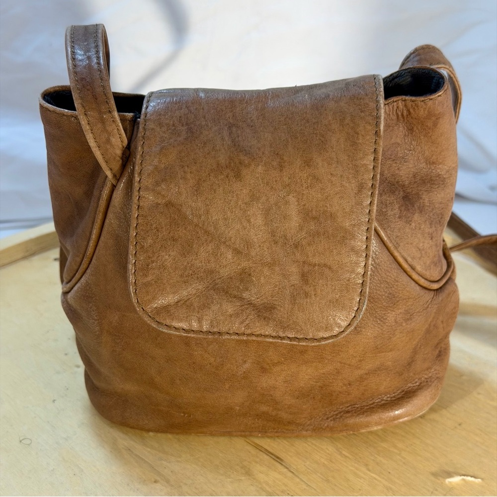 Vintage Brown Leather Crossbody Bag